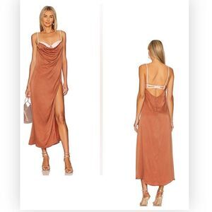 🍋 For Love And Lemons Viv Maxi Dress in Brown NEW Large $284